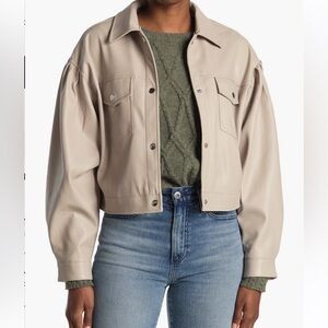 T TAHARI FAUX LEATHER JACKET